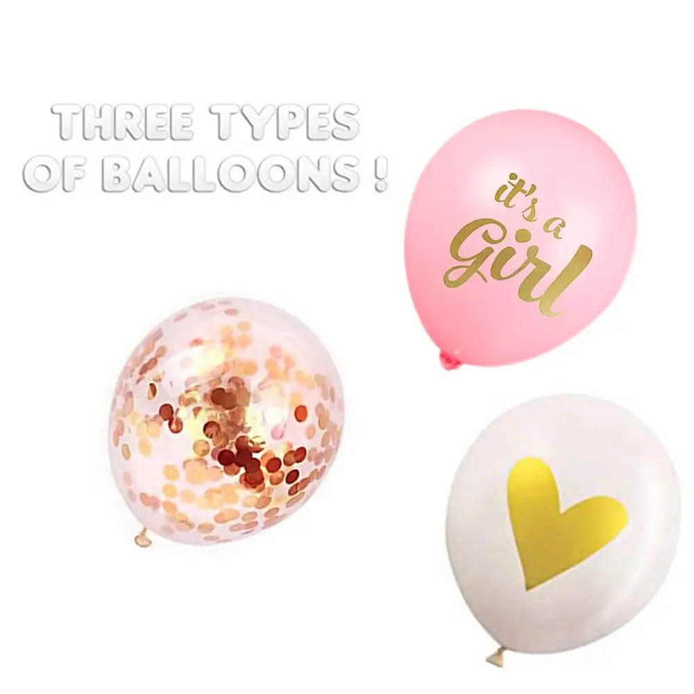 13Pcs Baby Girl Shower Party Decorations Set Includes Oh Girl Banner Pink Its a Girl Balloons Confetti Gold Heart Balloons