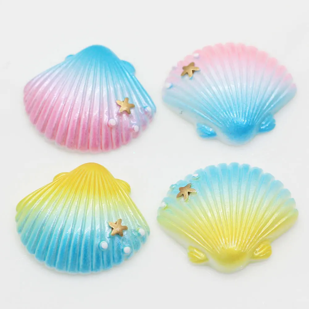 Kawaii Pastel Shell Flatback Cabochons Summer Tropical Mermaid Sea Shells Cabochons Ornament or Scrapbook DIY Crafts