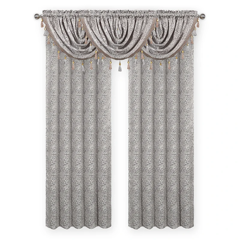 2019 Luxury floral jacquard valance curtain with tassel for living room
