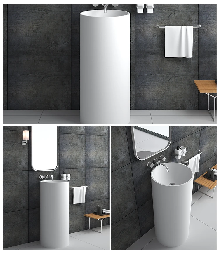 Bs-8514 Modern Shape Free Standing White Hand Sink New Design Wash Basin With Stand
