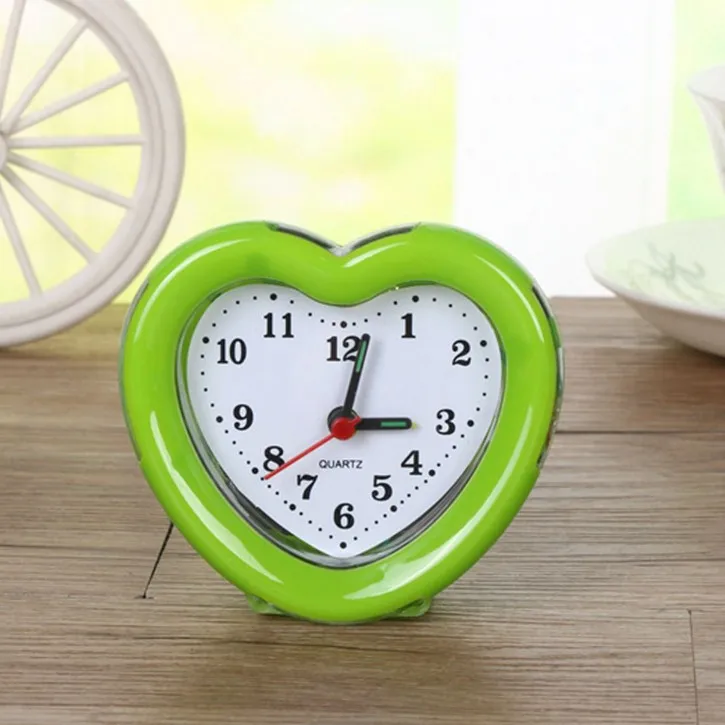 Wholesale Stock Small Order Student Cartoon Bedside Heart Shape Alarm Clock