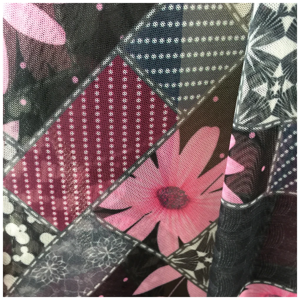 The factory outlet spandex digital printing 20D lycra mesh fabric for clothing