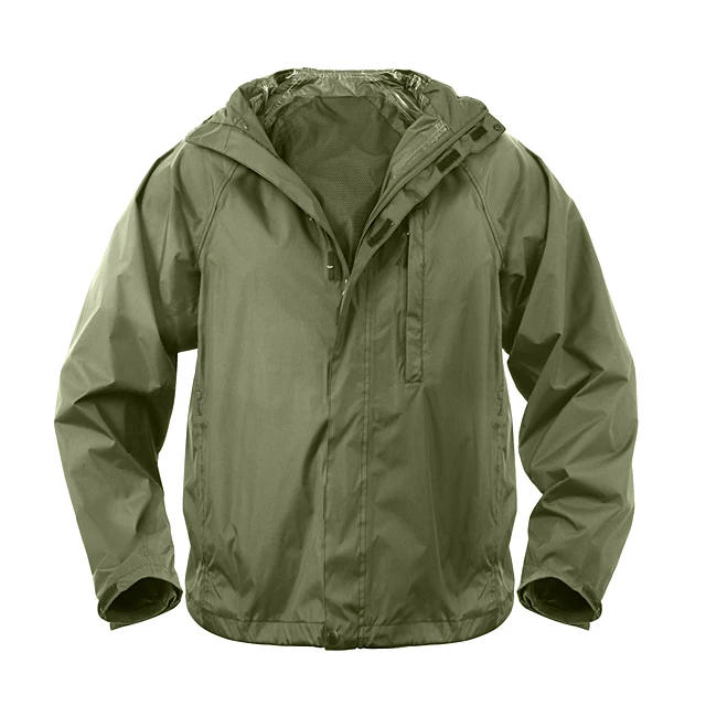 Дешевый мужской уличный армейский зеленый дождевик из полиэстера с полиуретановым покрытием, новый дождевик Rip-Stop