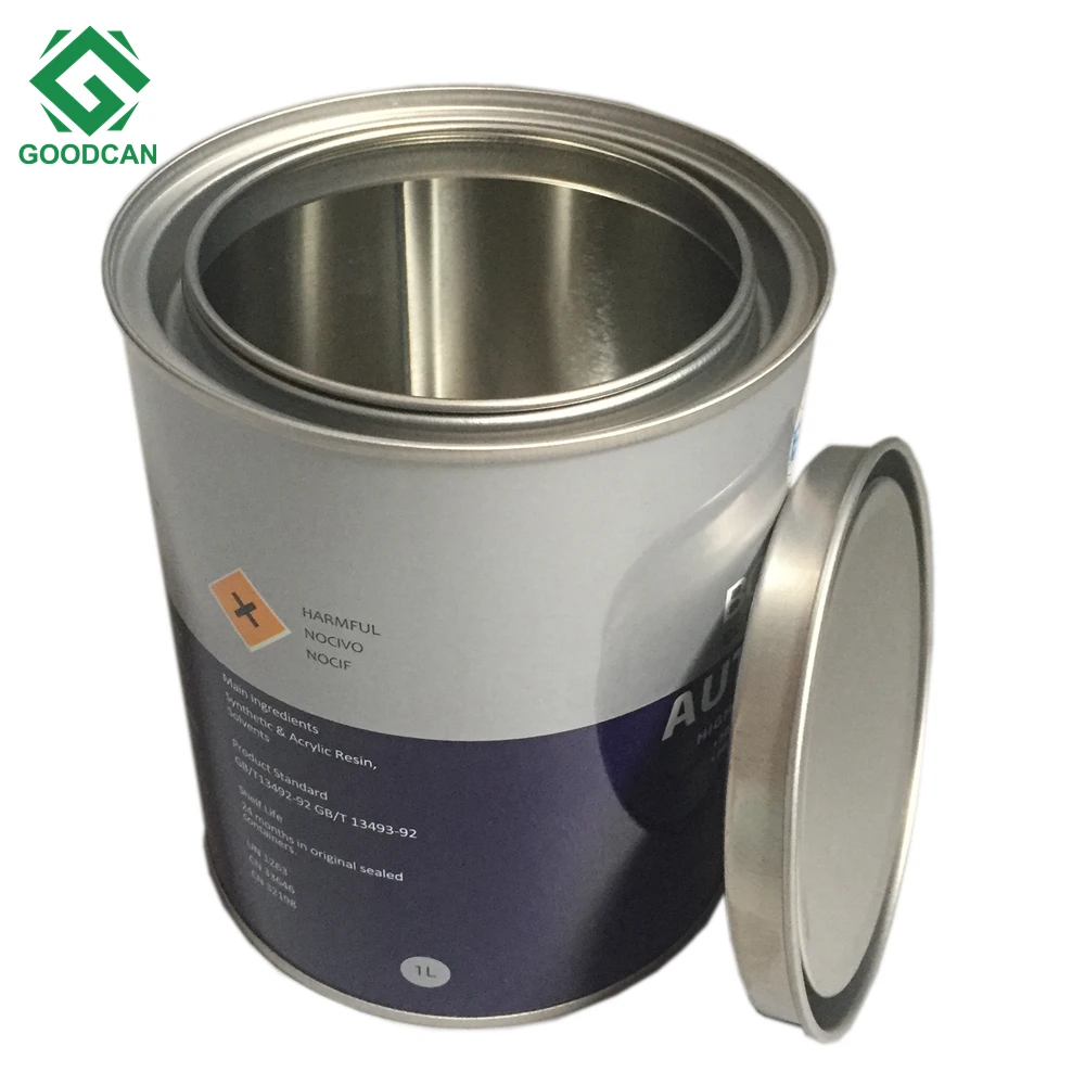 Iron tinplate 1 liter paint bucket 1 liter round  paint can with lid