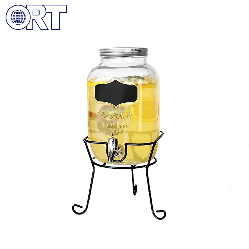 
Big drink dispenser glass beverage juice glass jar with tap 