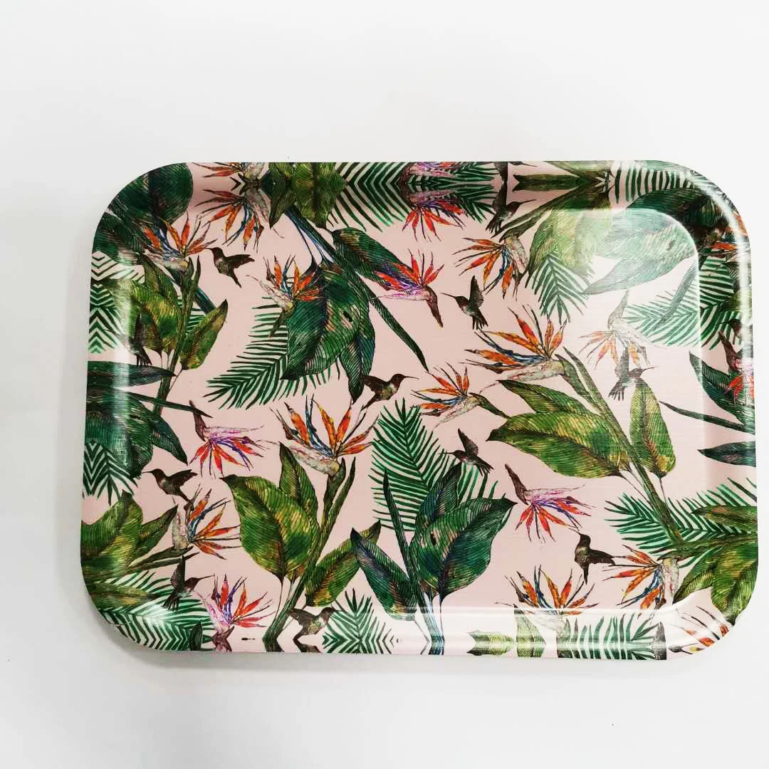 Wholesale Rectangular Morden plastic wooden Print chocolate biodegradable airline cheese bulk foodserving bar tray