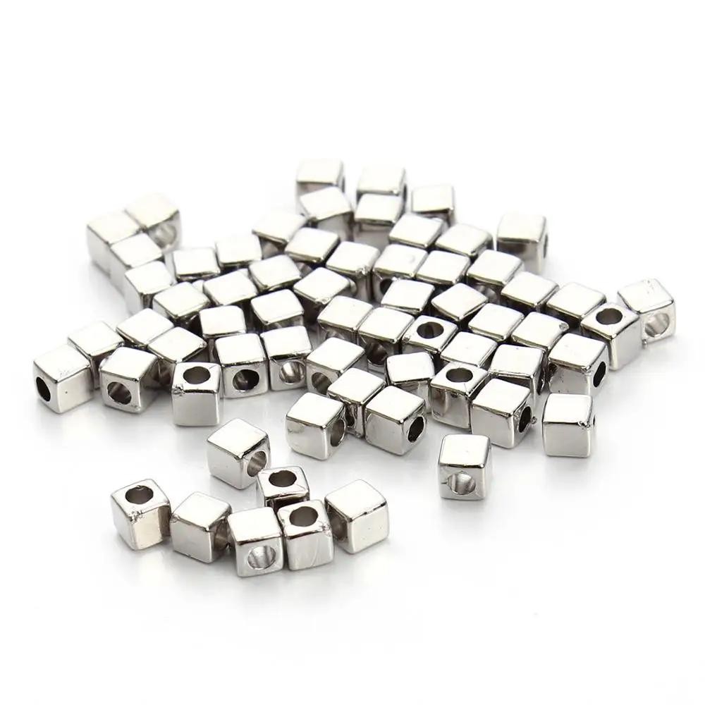 3/4/5mm Plated KC Gold CCB Plastic Square Seeds Beads Big Hole Diy Charm Spacer Beads For Jewelry Making