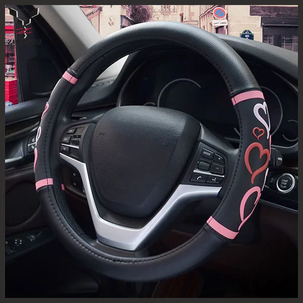 Новый пользовательский розовый чехол на руль автомобиля аксессуары для интерьера