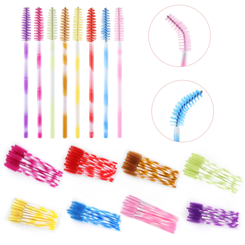50PCS High Quality Nylon Disposable Mascara Wands Soft Mascara Brush Wand Eyebrow Comb Brushes Professional Eyelashes