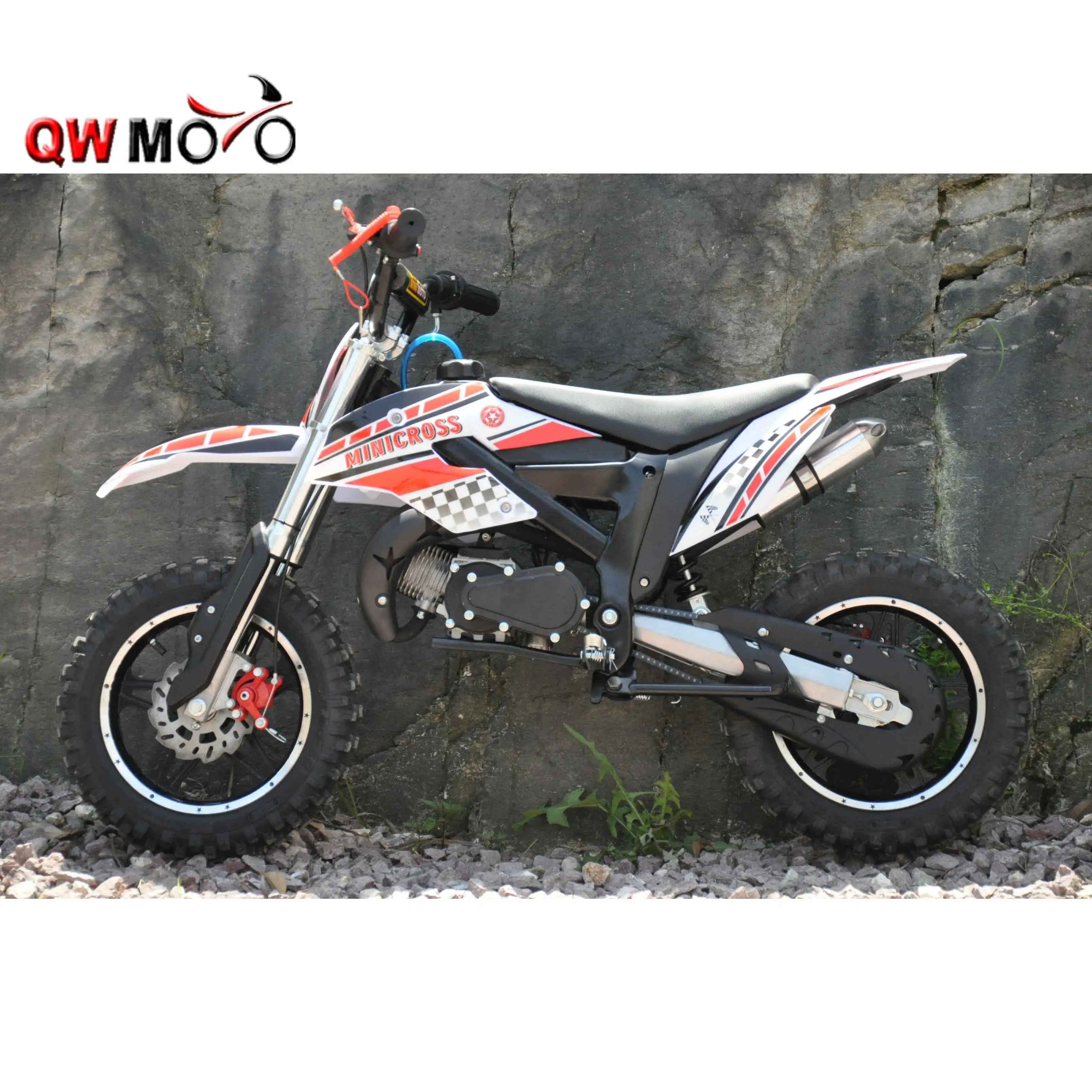 QWMOTO 2019 new 2-Strokes Mini Dirt Bike 50cc Pull/Electric Start 49cc  Mini Cross Bike Kids Mini Moto