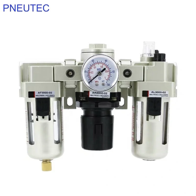 Three units Combination Group Air Source Treatment FRL With pressure Gauge Embedded