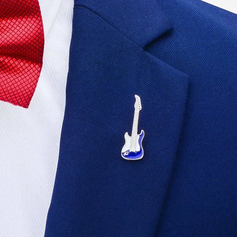 
Wholesale Custom Novelty Blue Guitar Lapel Pin Brooch Pin Brand 