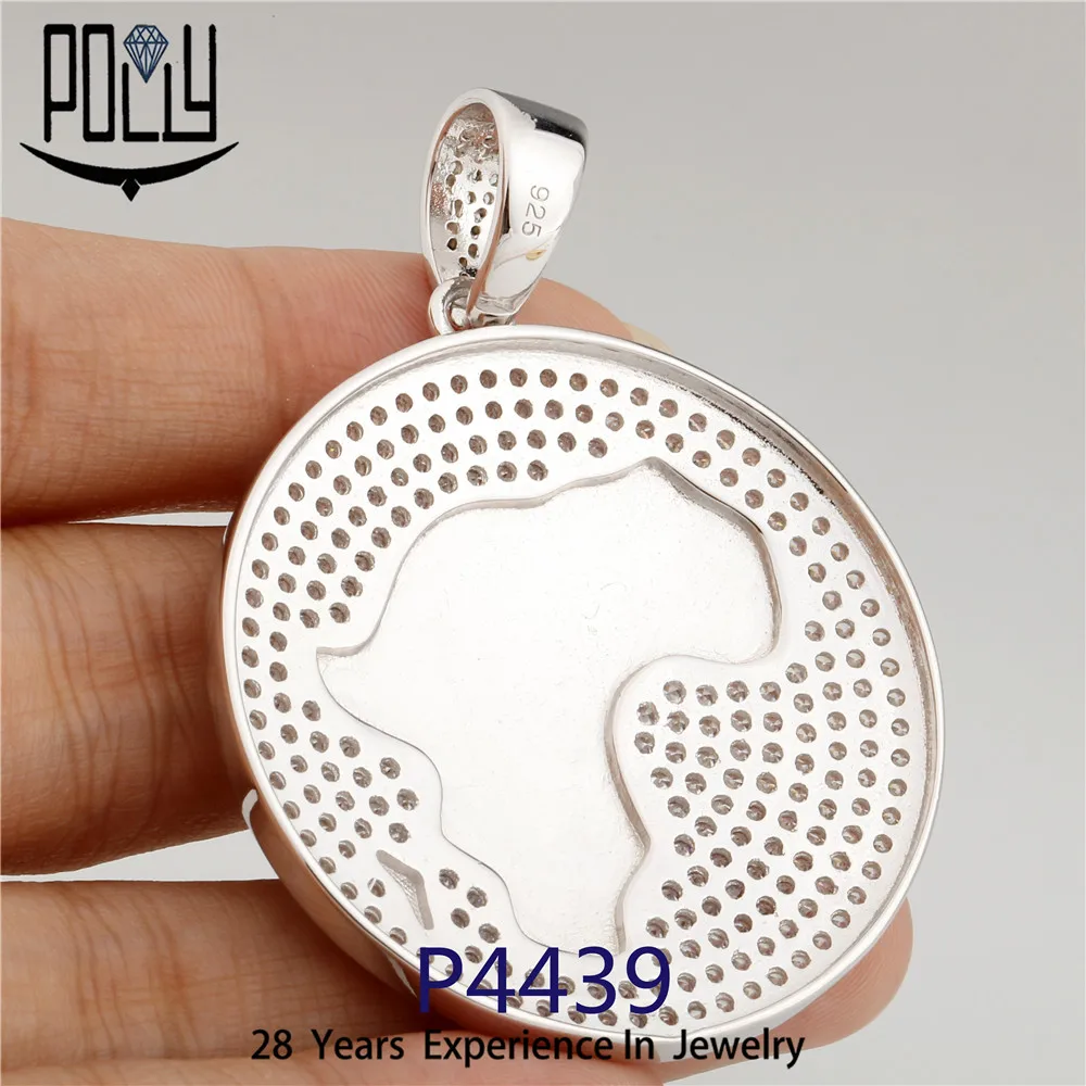 
Wholesale men 925 silver iced out cz hip hop charm Africa map pendant on stock 