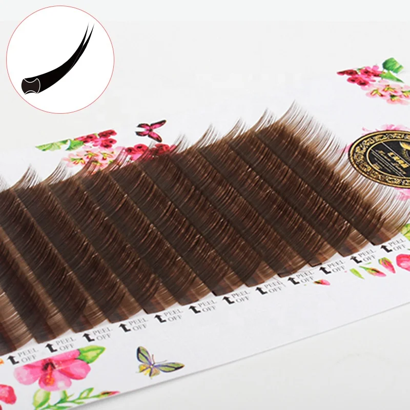 Choosing Length Premium J B C CC D curl Ellipse Flat Lashes Eyelash Extensions with Permanent Individual Eyelashes