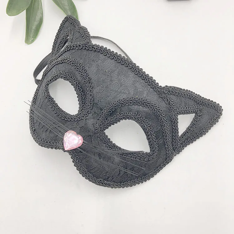 Фабричная Венецианская Маскарадная маска Женская сексуальная черная блестящая необычная кошка кружевная маска для глаз