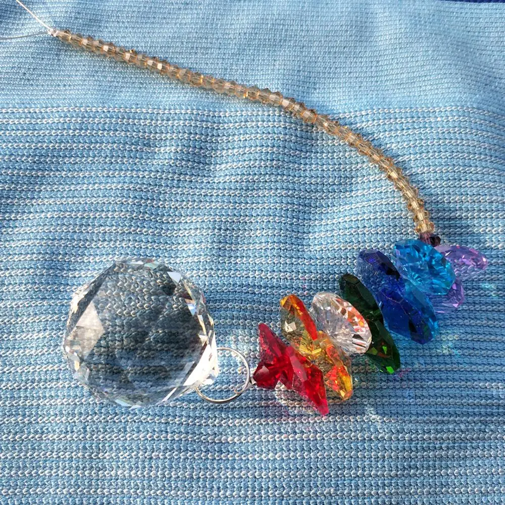 DIY Clear Rainbow Suncatcher Glass Pendant Crystal Faceted Ball For Lighting Chandelier Decoration