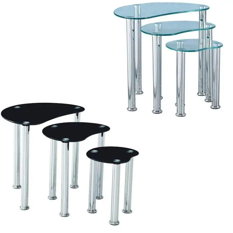 Modern Design Household Furniture Glass Top Metal Coffee Table With Chrome Legs
