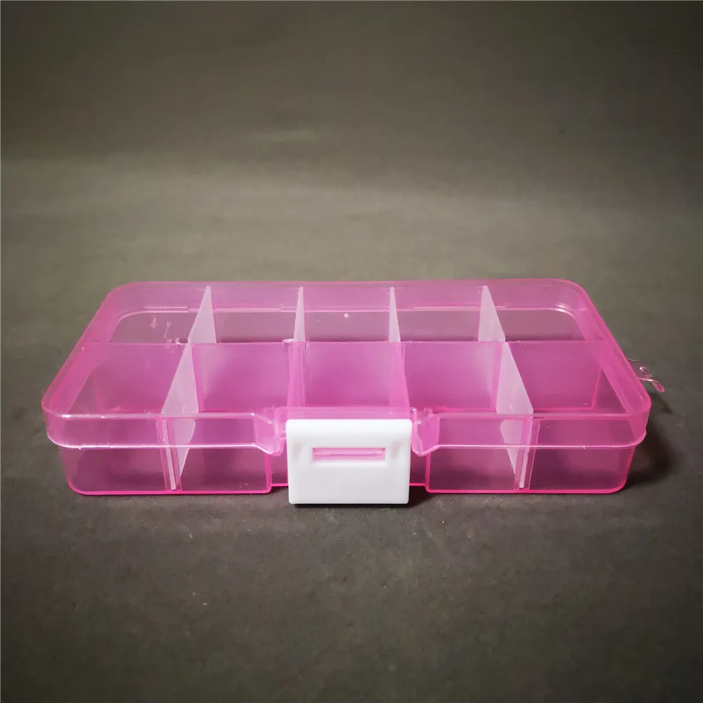 10 compartments square plastic storage box with adjustable divider