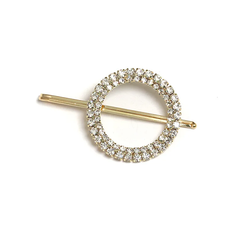 AHC19515 Wholesale 2019 New Design Gold Plated  Round Hair Clip With Candy Color Rhinestone Hair Clip Accessories For Women Girl