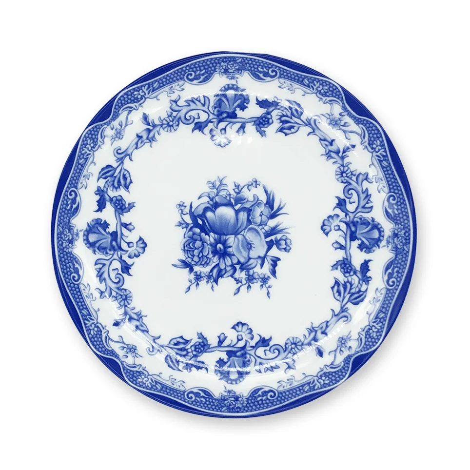 Top Quality Bone China Popular  Blue Flower Plates ceramic charger plates for wedding decoration