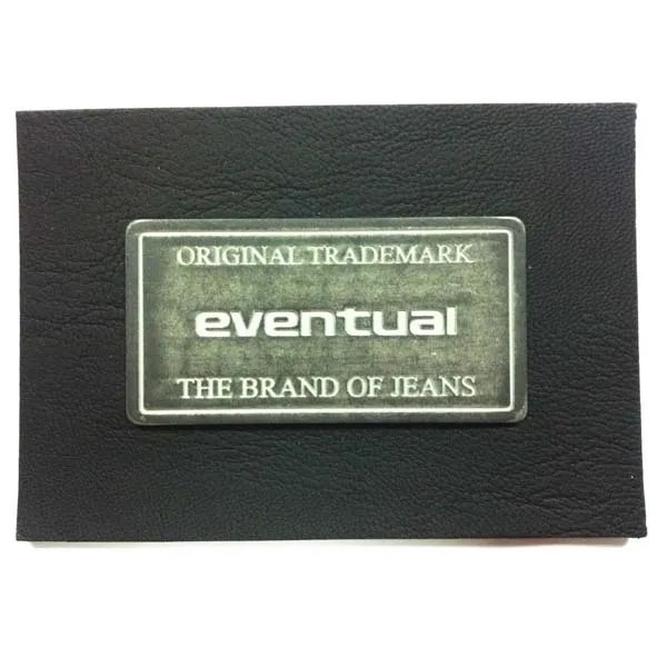 Customized Embossed fake leather label with metal for jeans