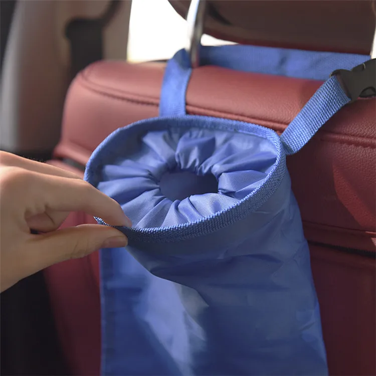 Waterproof foldable car seat back headrest hanging trash garbage storage organizer bag for auto cleaning