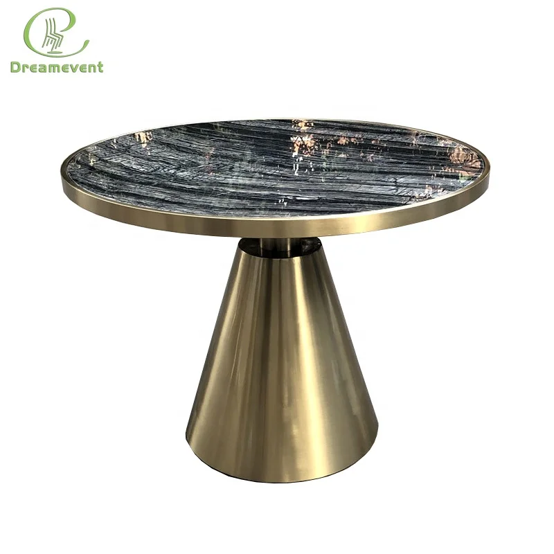 Wholesale cheap round Italian stainless steel gold modern coffee table marble