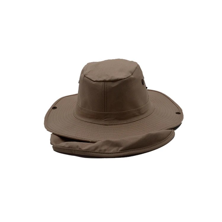 Outdoors custom logo button decoration plain summer safari neck protection fisherman hat bucket hats