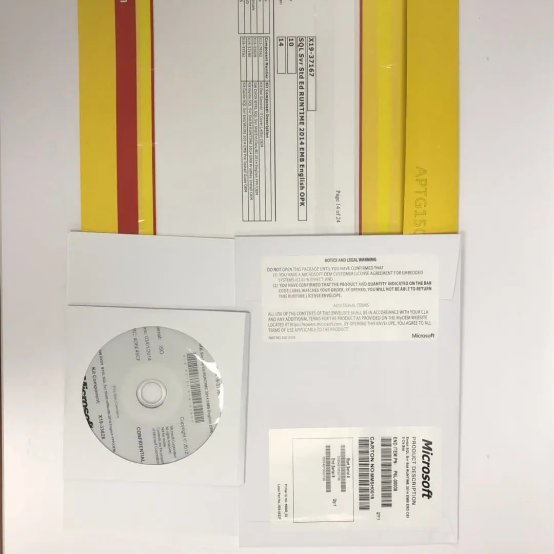 
Original OEM Microsoft SQL Server 2014 Standard English OPK 64bit DVD Online Activation 