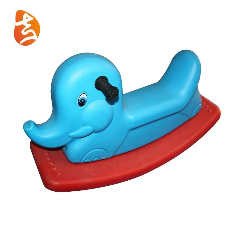 Elephant Shape Small Blue Popular Plastic Rocking Horse For Kids