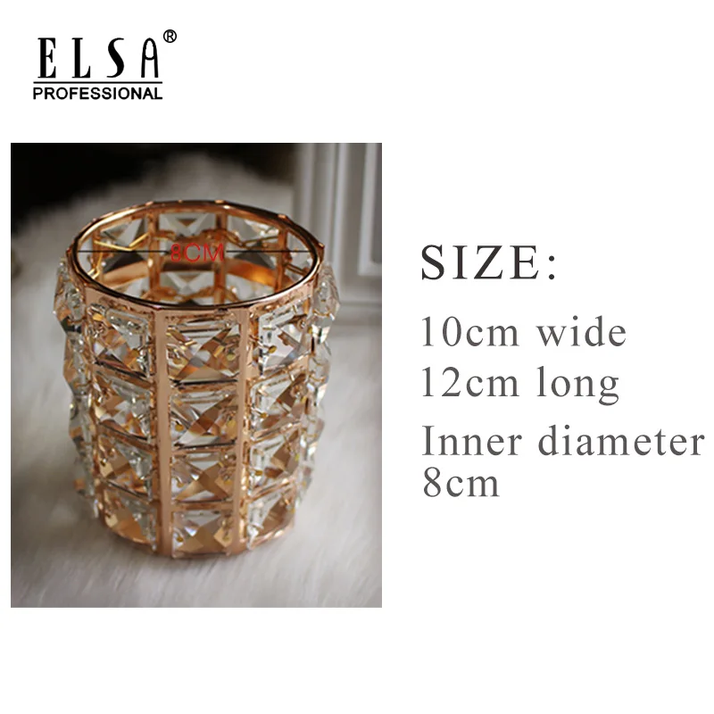 
European Metal Crystal Makeup Organizer Makeup Brush Desk Storage Box Dressing Table Pen Holder Storage Bucket Bathroom Decor 