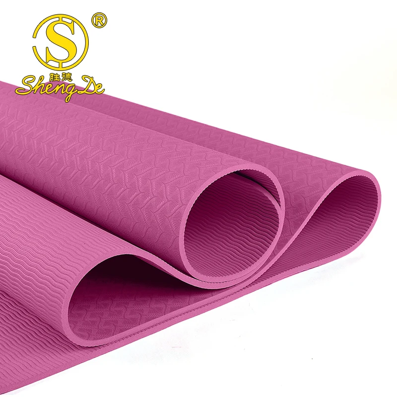 Support Drop Shipping Cheap Mat Yoga Non Slip TPE 6mm Yoga & Pilates 1pc Packing with Rope Strap,12pcs Per Carton 2pcs 1000g