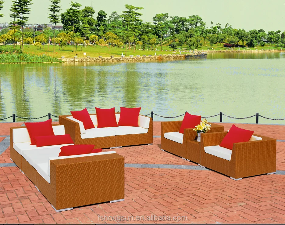 Роскошный стиль алюминиевая рамка набор диван из ротанга