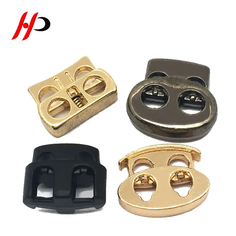 Large Fastener Ending Silver Customized Locks Shoe Lace Brass Draw String Cord Stopper Button