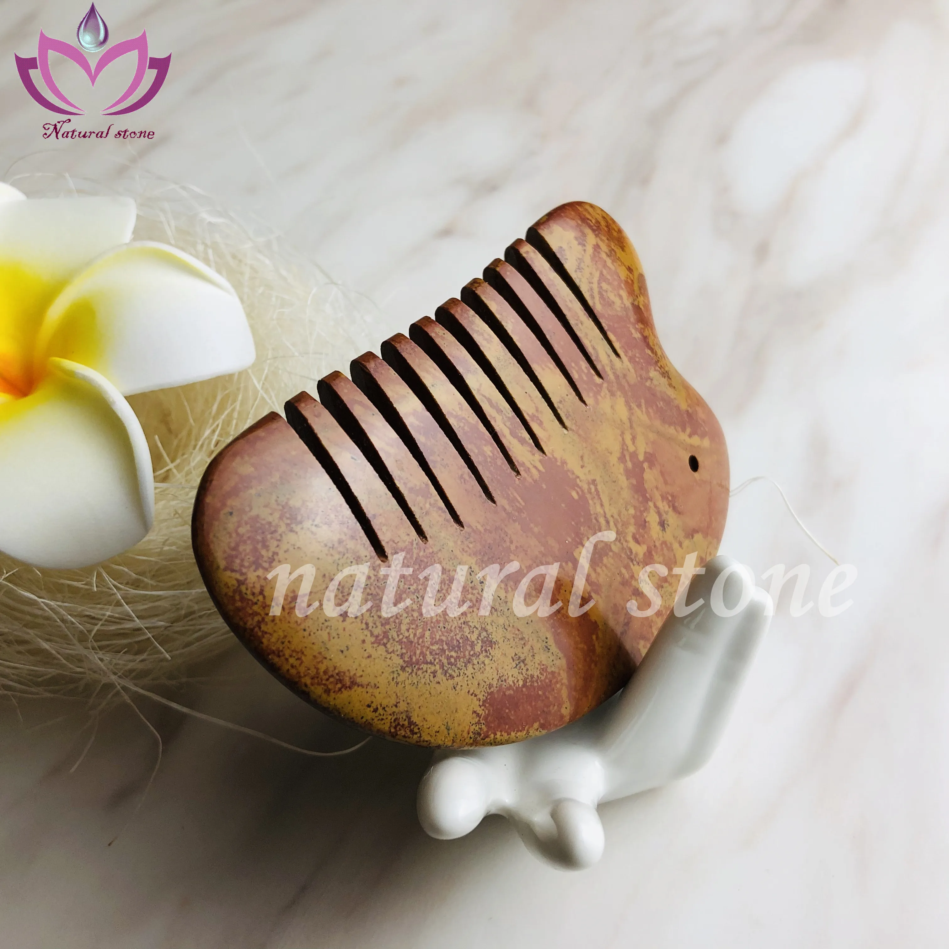 beautiful red bian stone massage comb for head health