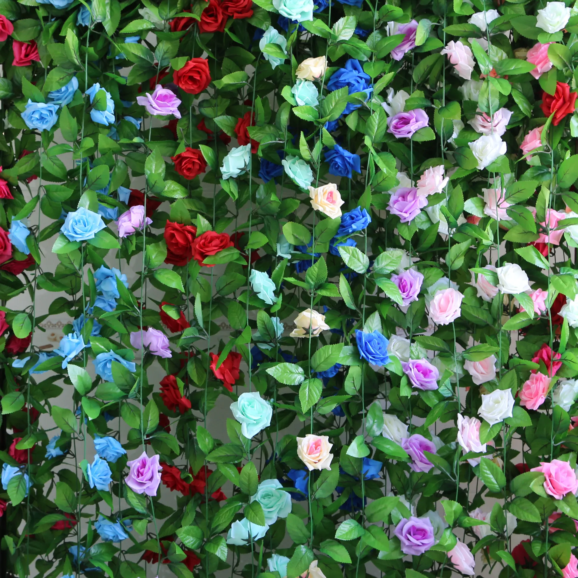 Artificial Rose Garlands Rose Vine Plants Ivy Artificial Rose Vine Hanging flower garland for home wedding