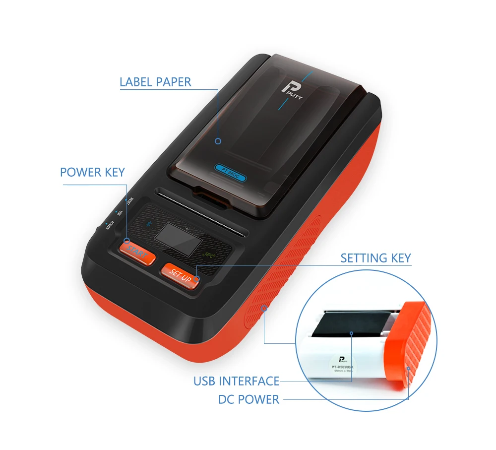 PUTY 66DC Handheld thermal transfer label printer Multi-Function clothing label printer