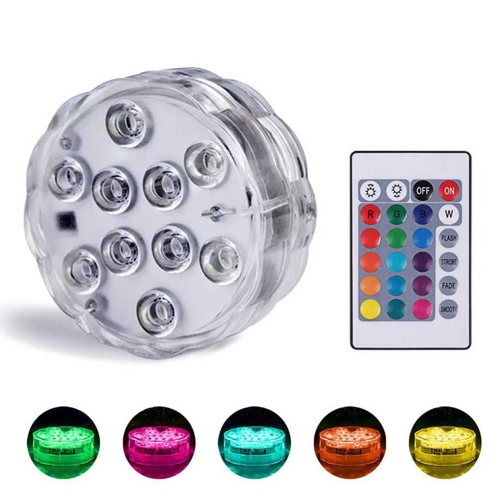 3A Battery Operated Waterproof  Ip68 SMD5050 Submersible Hot Tub Led Lights Rgb Led Light with Remote Control