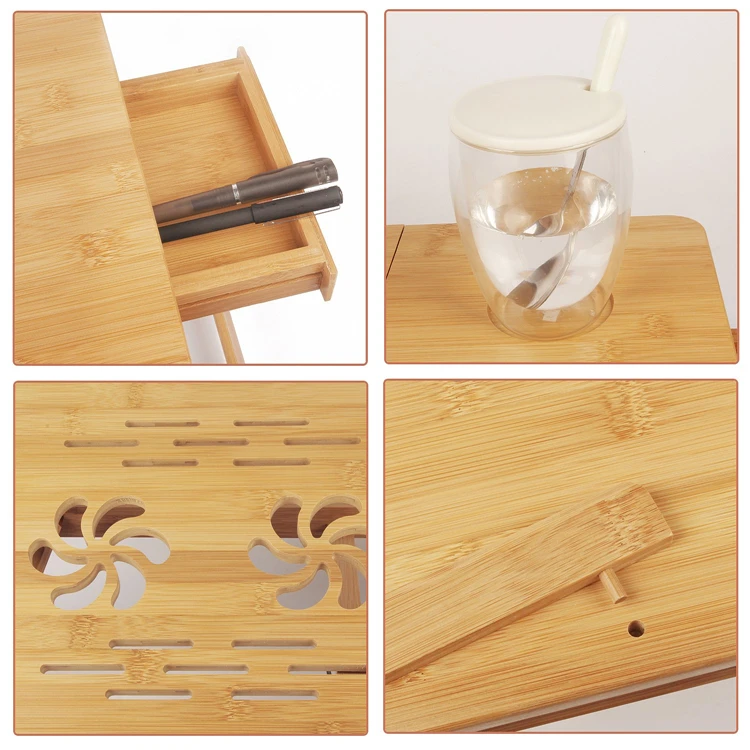 Notebook Stand Adjustable Bamboo Folding Laptop Desk