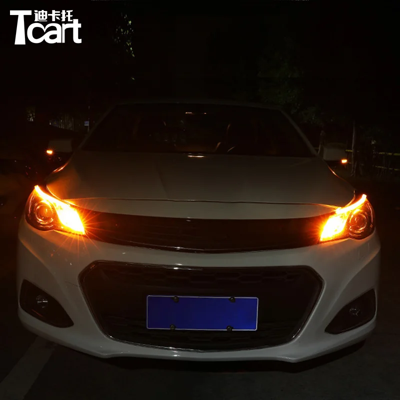 Tcart автомобильное освещение, ультратонкая 60 см двухцветная мягкая трубка, дневные ходовые светодиодные гибкие дневные ходовые огни, лента DRL, сигнал поворота