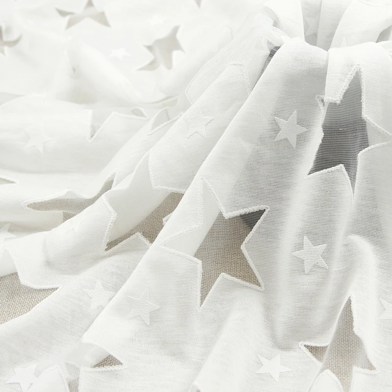 Chinese factory wholesale high quality rayon polyester white star burnt fabric