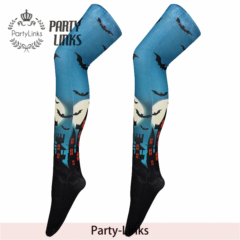 Halloween Party Costume Cosplay Thigh High Hosiery Blood Socks for Women Girl