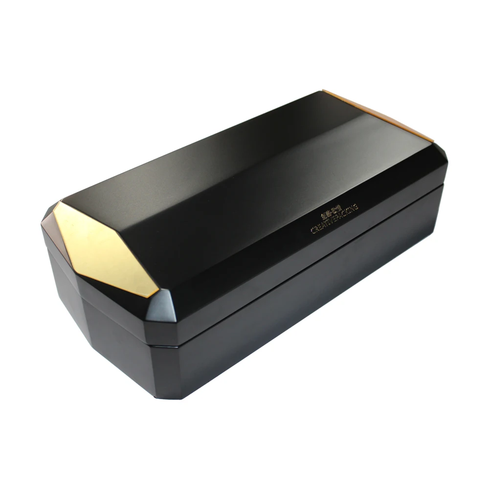 
New Design Special Custom Luxury 3 Slots Storage Black Wooden Perfume Box 