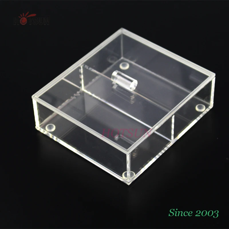 Custom 2 Compartments Organizer Bin Transparent Plastic Storage Box with Cover Lid Clear Small Acrylic Box
