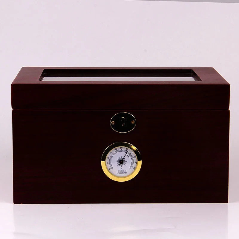 
Bulk stock for wholesale Luxury piano lacquer spanish cedar cigar humidor wood box with glass window and lock 