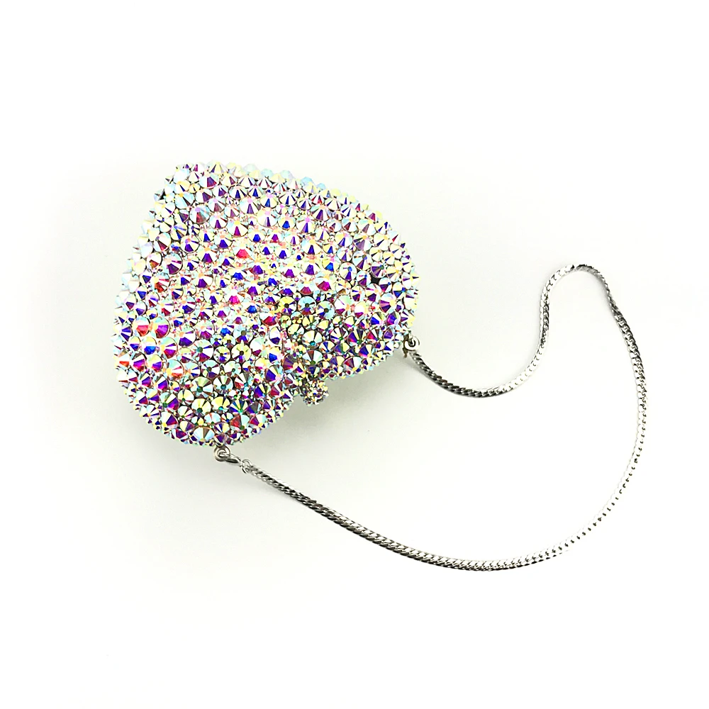 
OC3560 Guangzhou handmade heart shape crystal custom clutch purse 