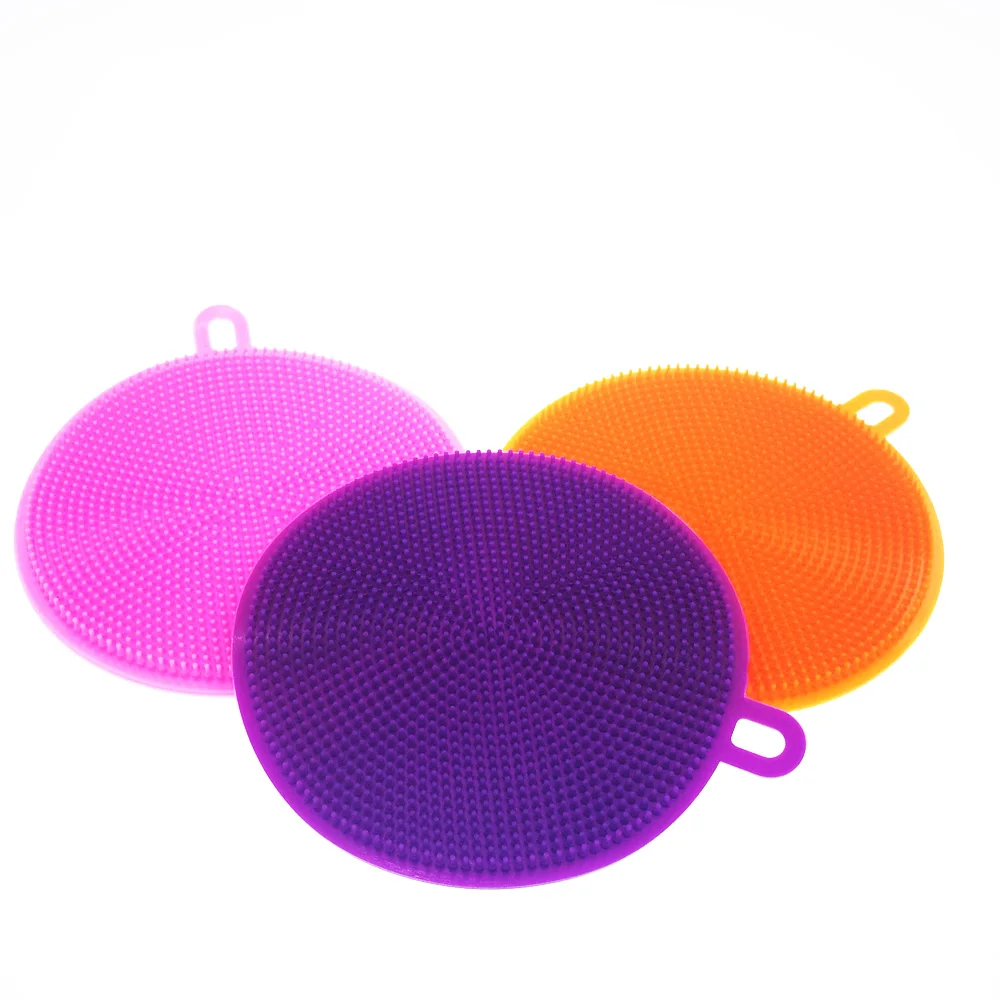 Double Sided Silicone Dish Sponge Washing Brush Scrubber Cleaning Sponges