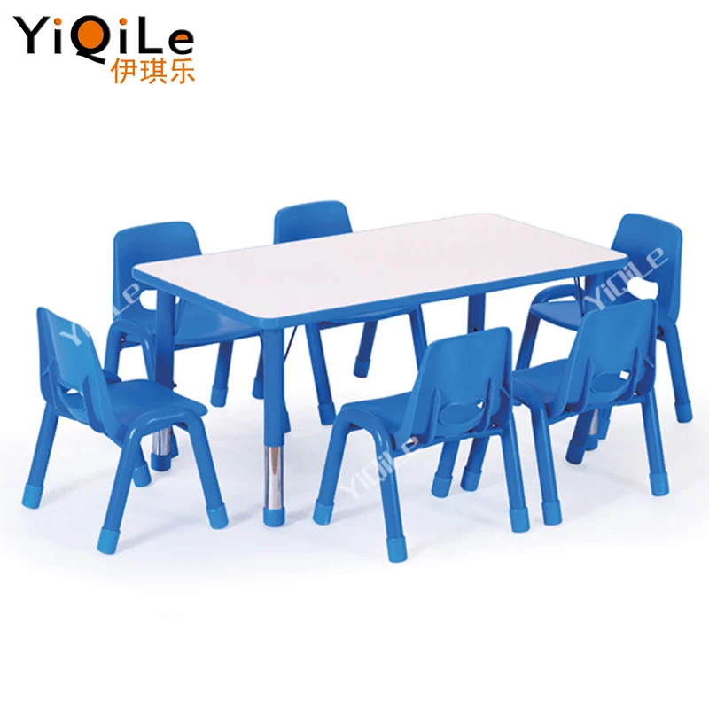 Material safe and easy to clean kids classroom table and chair nursery furniture wooden daycare table and chairs