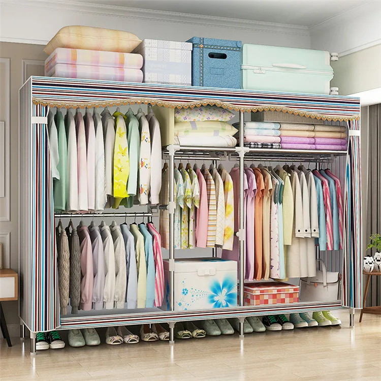
2019 Hot Selling Home Furniture Large size Cloth Fabric Wardrobe For Bedroom Folding Portable 666 