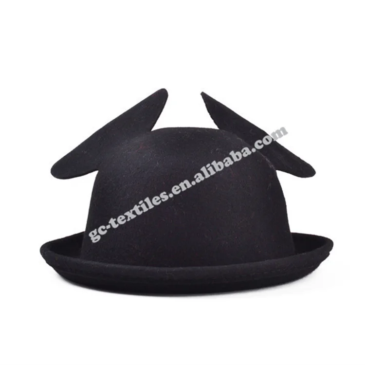 Оптовая цена Микки Маус мультфильм милые большие уши куполообразные дешевые шерстяные женские фетровые шляпы Федора